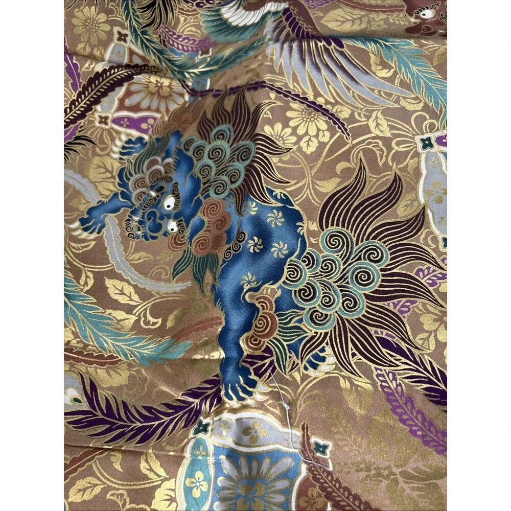 Quilt Gate Cotton Fabric Golden Dragon Phoenix Imperial Japanese Print 50